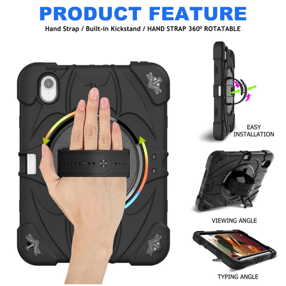For iPad mini 6 Bat Hand Grip Turntable Stand Tablet Case(Black)