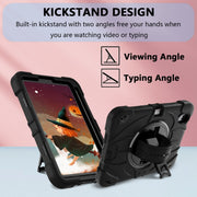 For iPad mini 6 Bat Hand Grip Turntable Stand Tablet Case(Black)