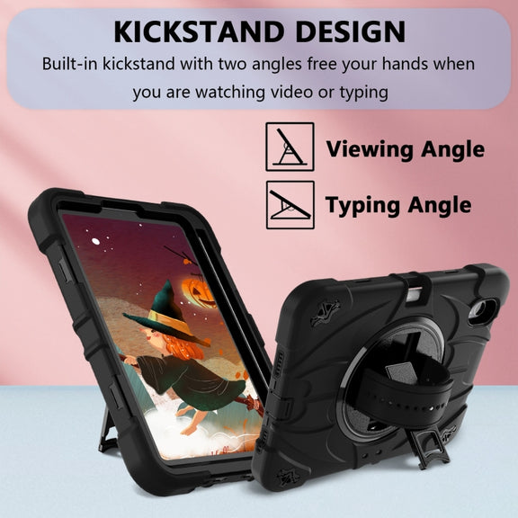 For iPad mini 6 Bat Hand Grip Turntable Stand Tablet Case(Black)