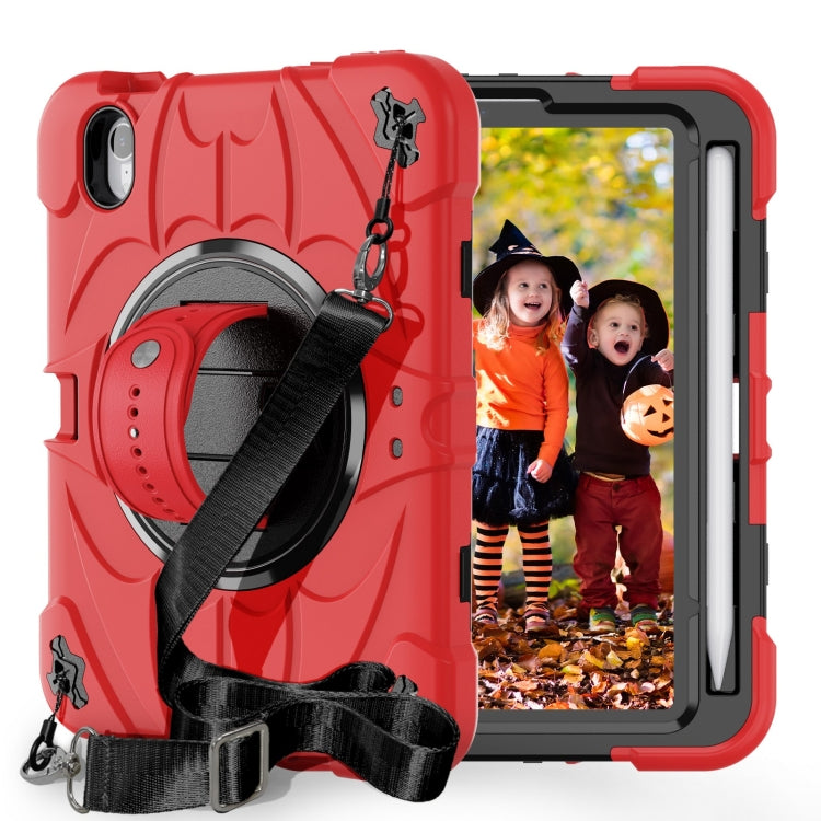 For iPad mini 6 Bat Hand Grip Turntable Stand Tablet Case(Red Black)