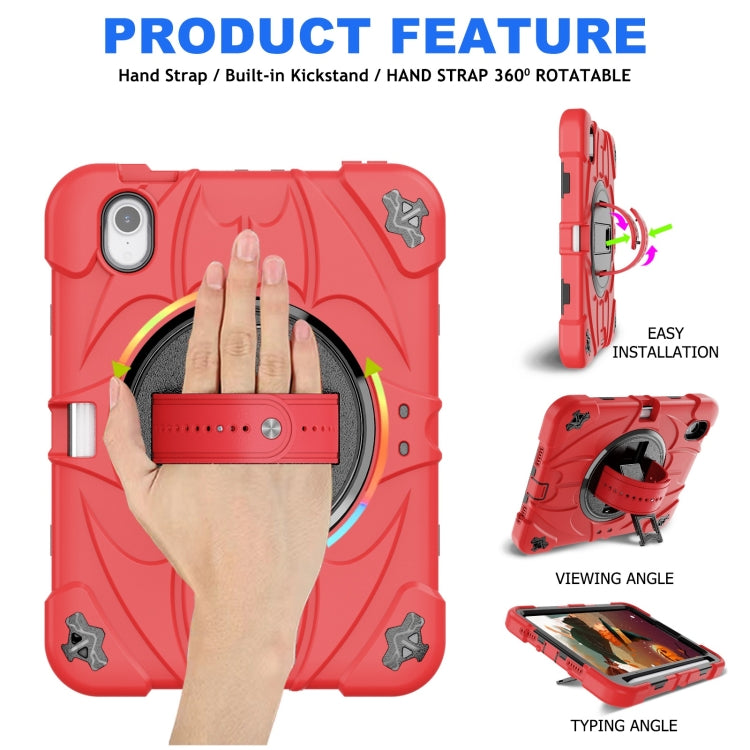 For iPad mini 6 Bat Hand Grip Turntable Stand Tablet Case(Red Black)