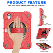 For iPad mini 6 Bat Hand Grip Turntable Stand Tablet Case(Red Black)