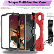 For iPad mini 6 Bat Hand Grip Turntable Stand Tablet Case(Red Black)