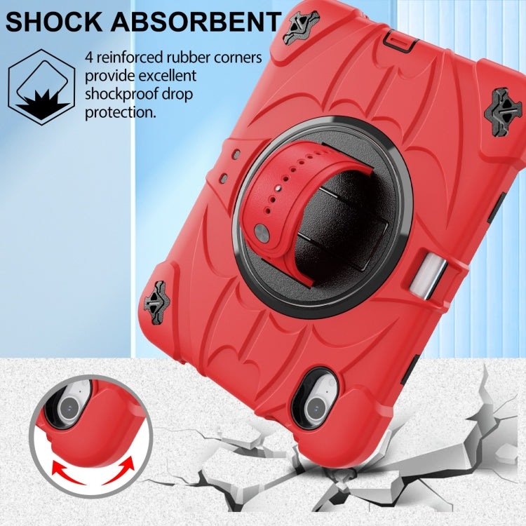 For iPad mini 6 Bat Hand Grip Turntable Stand Tablet Case(Red Black)
