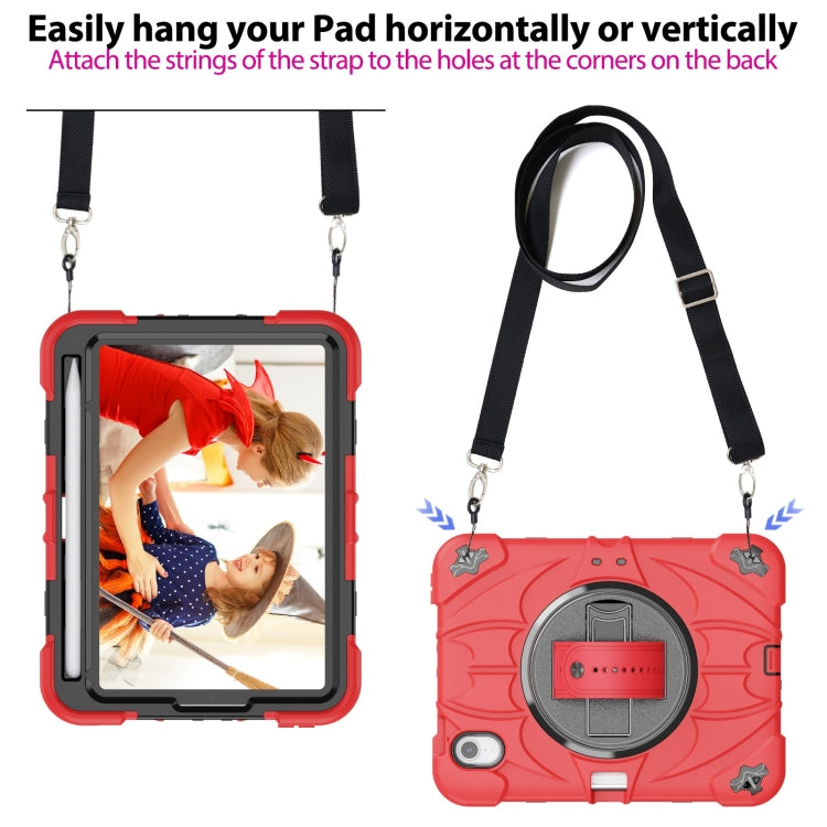 For iPad mini 6 Bat Hand Grip Turntable Stand Tablet Case(Red Black)