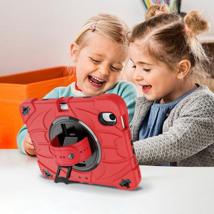 For iPad mini 6 Bat Hand Grip Turntable Stand Tablet Case(Red Black)