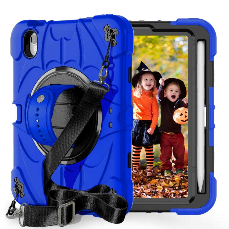 For iPad mini 6 Bat Hand Grip Turntable Stand Tablet Case(Blue Black)