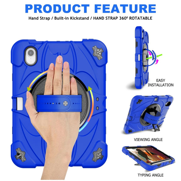 For iPad mini 6 Bat Hand Grip Turntable Stand Tablet Case(Blue Black)