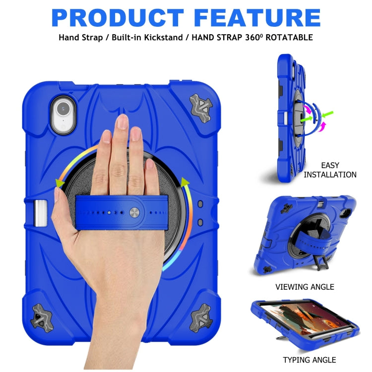 For iPad mini 6 Bat Hand Grip Turntable Stand Tablet Case(Blue Black)
