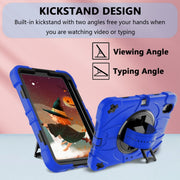 For iPad mini 6 Bat Hand Grip Turntable Stand Tablet Case(Blue Black)