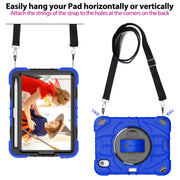 For iPad mini 6 Bat Hand Grip Turntable Stand Tablet Case(Blue Black)