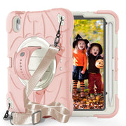 For iPad mini 6 / mini 2024 Bat Hand Grip Turntable Stand Tablet Case(Pink White)