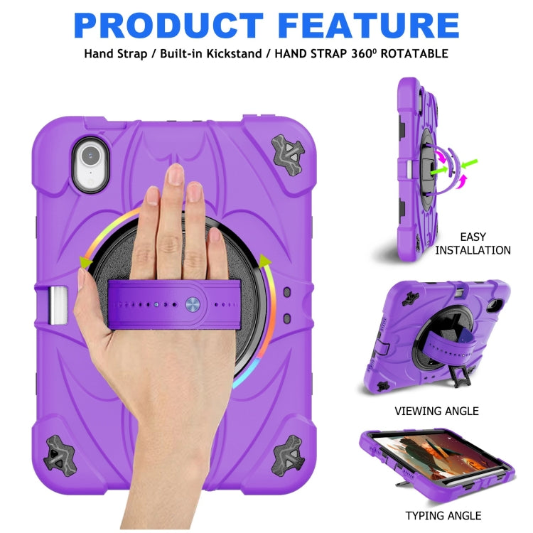 For iPad mini 6 Bat Hand Grip Turntable Stand Tablet Case(Purple Black)