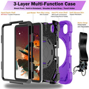For iPad mini 6 Bat Hand Grip Turntable Stand Tablet Case(Purple Black)