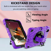 For iPad mini 6 Bat Hand Grip Turntable Stand Tablet Case(Purple Black)