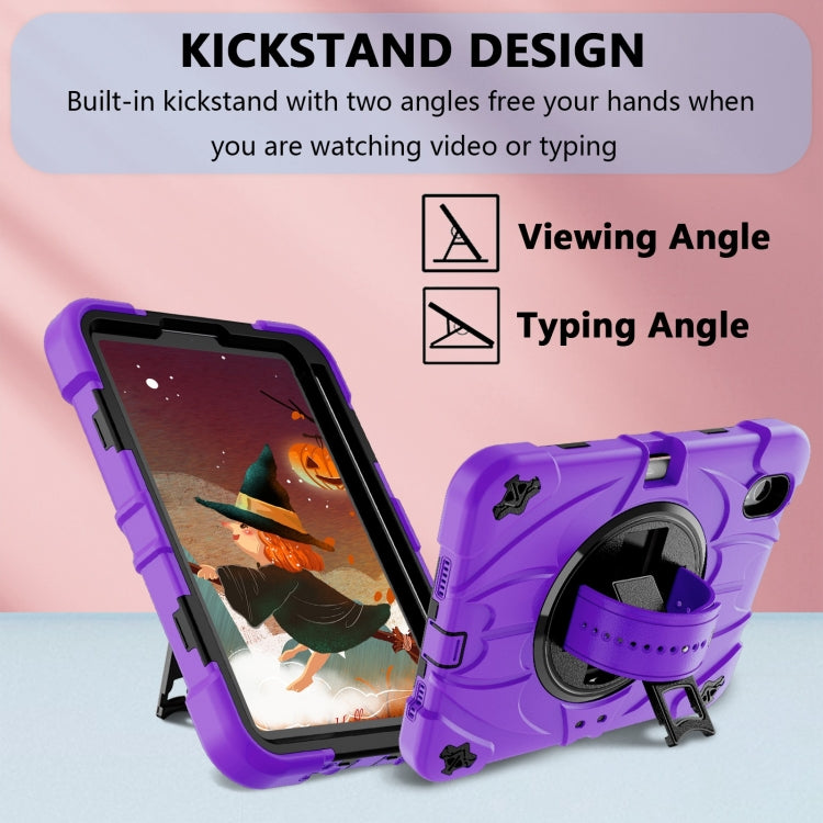For iPad mini 6 Bat Hand Grip Turntable Stand Tablet Case(Purple Black)