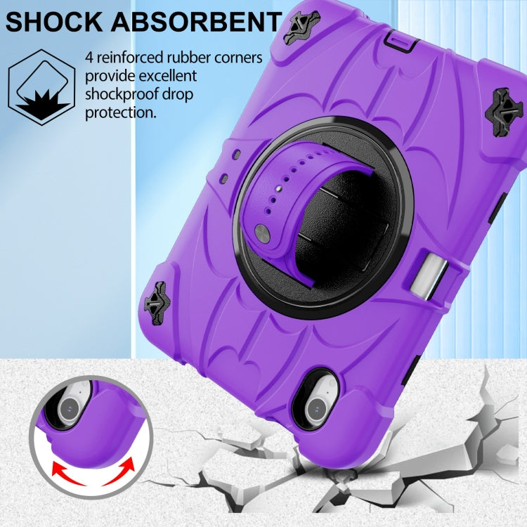 For iPad mini 6 Bat Hand Grip Turntable Stand Tablet Case(Purple Black)