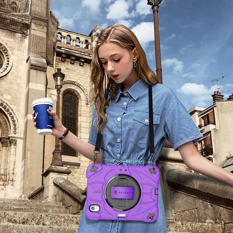 For iPad mini 6 Bat Hand Grip Turntable Stand Tablet Case(Purple Black)