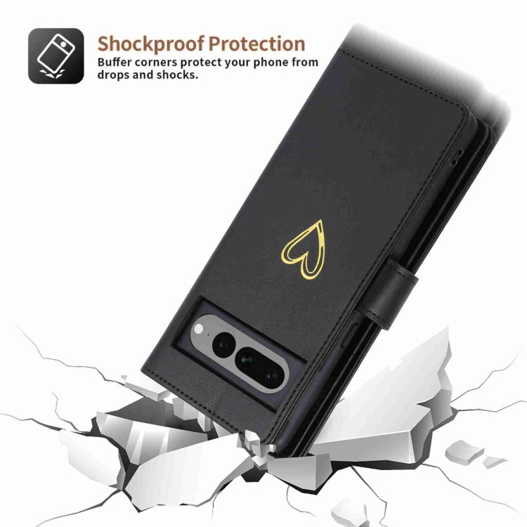 For Google Pixel 7 Pro POLA Love Multi-Card Slots Zipper Wallet Leather Phone Case(Black)