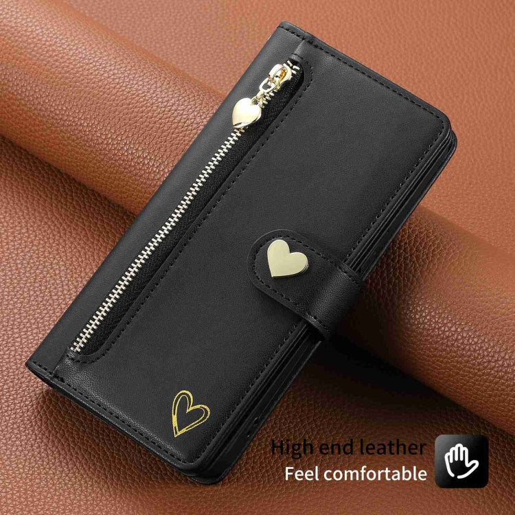 For Google Pixel 7 Pro POLA Love Multi-Card Slots Zipper Wallet Leather Phone Case(Black)
