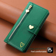For Google Pixel 7 Pro POLA Love Multi-Card Slots Zipper Wallet Leather Phone Case(Dark Green)