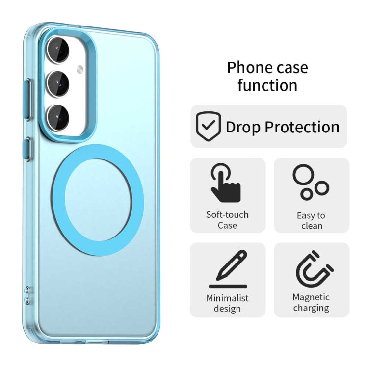 For Samsung Galaxy S25 5G Candy Magsafe PC Hybrid TPU Phone Case(Blue)
