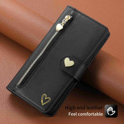 For Huawei Mate 50 Pro POLA Love Multi-Card Slots Zipper Wallet Leather Phone Case(Black)