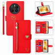 For Huawei Mate 50 Pro POLA Love Multi-Card Slots Zipper Wallet Leather Phone Case(Red) - free shipping - PMC TechLife - Order now!