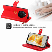 For Huawei Mate 50 Pro POLA Love Multi-Card Slots Zipper Wallet Leather Phone Case(Red)