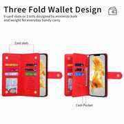 For Huawei Mate 50 Pro POLA Love Multi-Card Slots Zipper Wallet Leather Phone Case(Red)