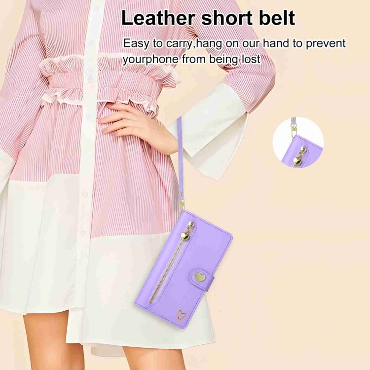 For Huawei P60 Pro POLA Love Multi-Card Slots Zipper Wallet Leather Phone Case(Purple)