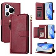 For Huawei Pura 70 Multi-Card Slots Zipper Wallet Leather Phone Case(Dark Red)