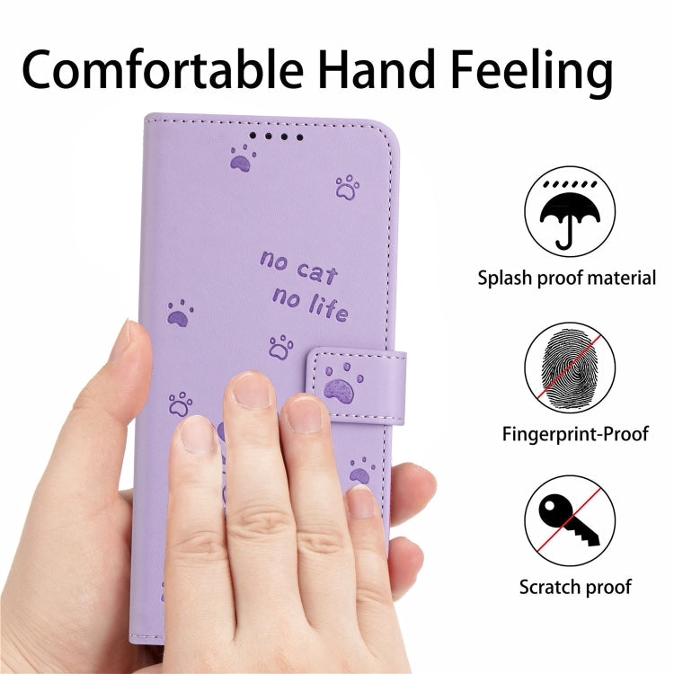 For Tecno Spark Go 2024 4G Embossed Kitten Phone Leather Case with Lanyard(Purple)