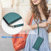For Motorola Edge 2024 5G Embossed Kitten Phone Leather Case with Lanyard(Dark Green)