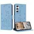 For Samsung Galaxy S25 / S24 5G Embossed Kitten Phone Leather Case with Lanyard(Blue) - free shipping - PMC TechLife - Order now!