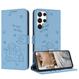 For Samsung Galaxy S25 Ultra 5G Embossed Kitten Phone Leather Case with Lanyard(Blue) - Galaxy S25 Ultra 5G Cases by PMC TechLife | Online Shopping South Africa | PMC TechLife | Buy Now Pay Later Mobicred