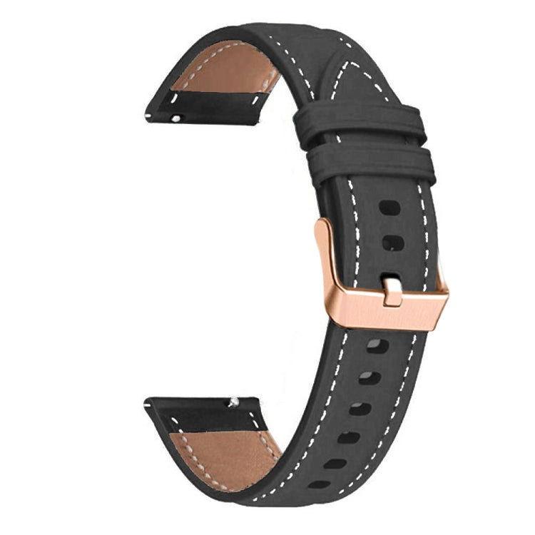 For Huawei Watch GT5 41mm Rose Gold Buckle Leather Watch Band(Black)