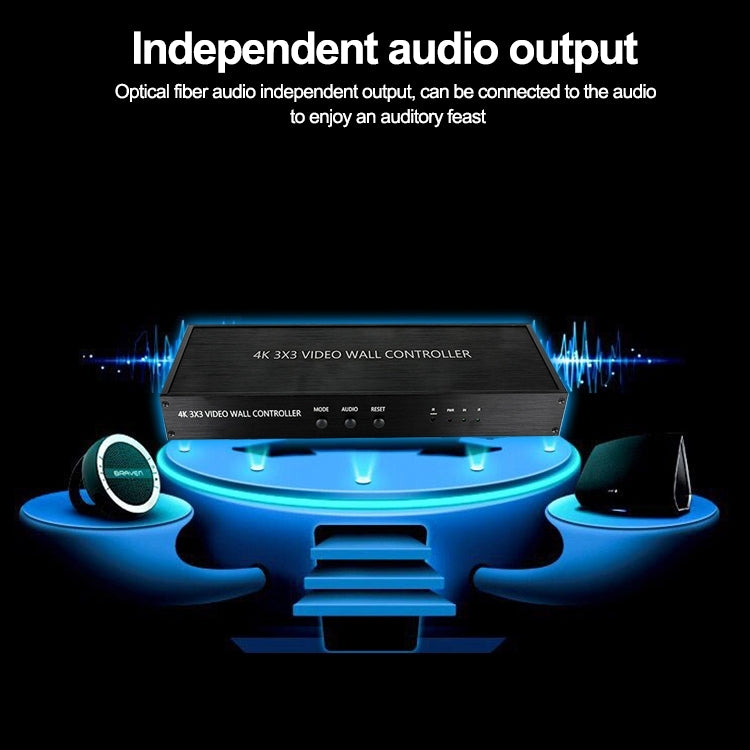 NK-BT88 4K 3x3 HDMI Video Wall Controller Multi-screen Splicing Processor with Remote Controller, Plug:US Plug