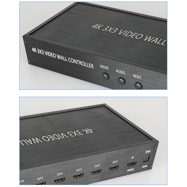 NK-BT88 4K 3x3 HDMI Video Wall Controller Multi-screen Splicing Processor with Remote Controller, Plug:US Plug