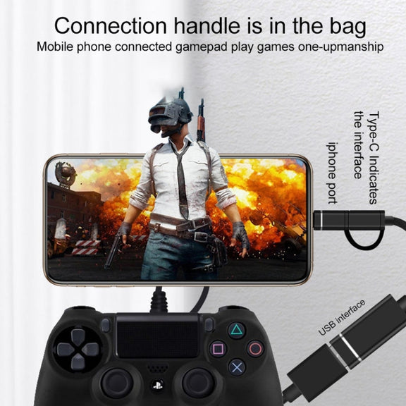 3 in 1 USB Female to Micro USB, Type-C, 8 Pin Male OTG Adapter(Black)