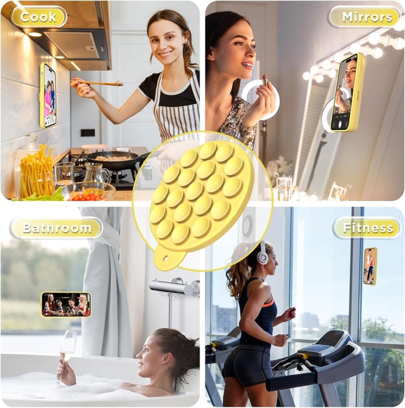 For iPhone 13 Pro Max Silicone Suction Cup MagSafe Phone Case with Screen Film(Yellow)