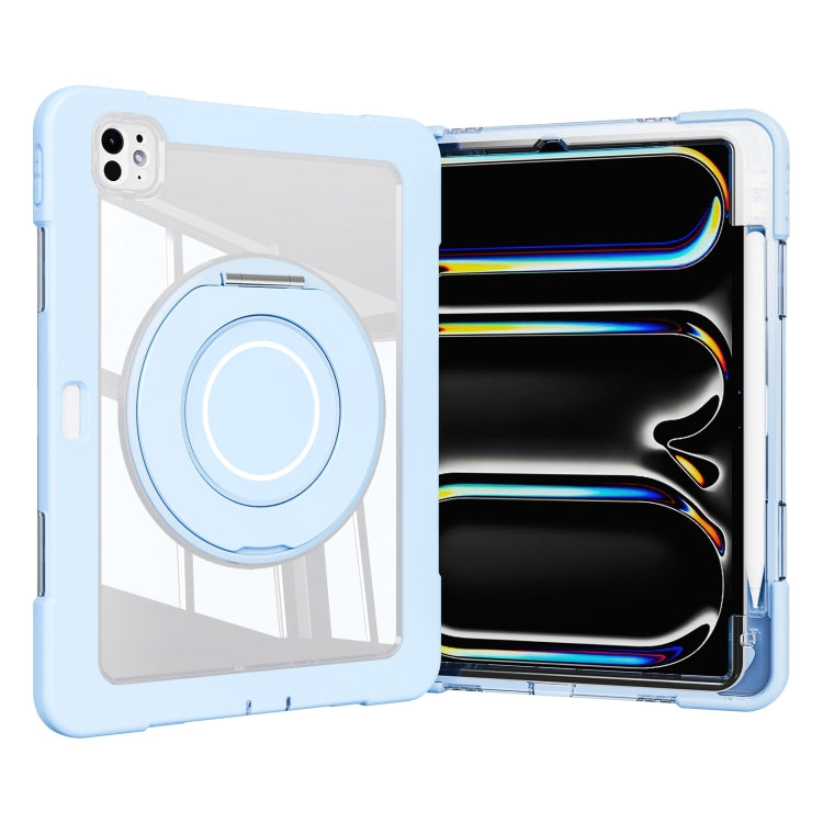For iPad Pro 11 2024 Crystal Armor PC Hybrid TPU Tablet Case with Pen Slot(Blue)