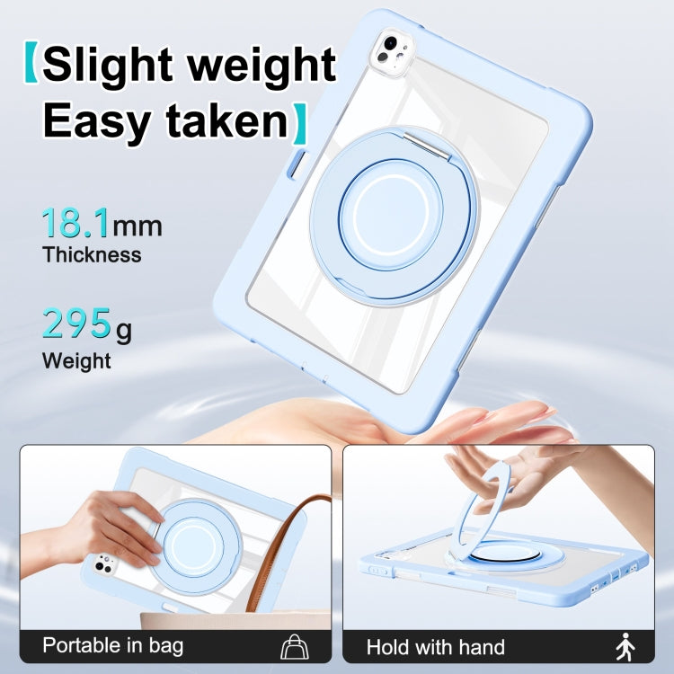 For iPad Pro 11 2024 Crystal Armor PC Hybrid TPU Tablet Case with Pen Slot(Blue)