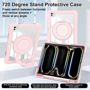 For iPad Pro 11 2024 Crystal Armor PC Hybrid TPU Tablet Case with Pen Slot(Pink)