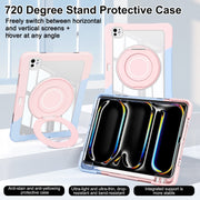 For iPad Pro 11 2024 Crystal Armor PC Hybrid TPU Tablet Case with Pen Slot(Blue Pink)