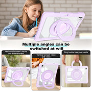 For iPad Pro 11 2024 Crystal Armor PC Hybrid TPU Tablet Case with Pen Slot(Purple)