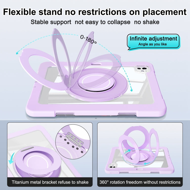 For iPad Pro 11 2024 Crystal Armor PC Hybrid TPU Tablet Case with Pen Slot(Purple)