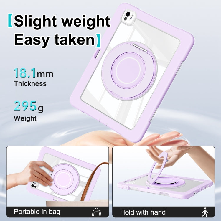 For iPad Pro 11 2024 Crystal Armor PC Hybrid TPU Tablet Case with Pen Slot(Purple)