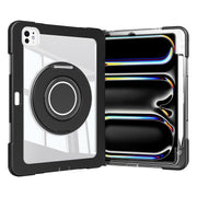 For iPad Pro 11 2024 Crystal Armor PC Hybrid TPU Tablet Case with Pen Slot(Black)