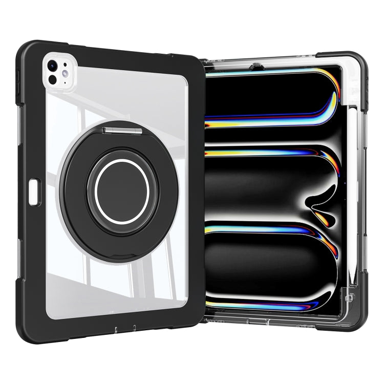 For iPad Pro 11 2024 Crystal Armor PC Hybrid TPU Tablet Case with Pen Slot(Black)
